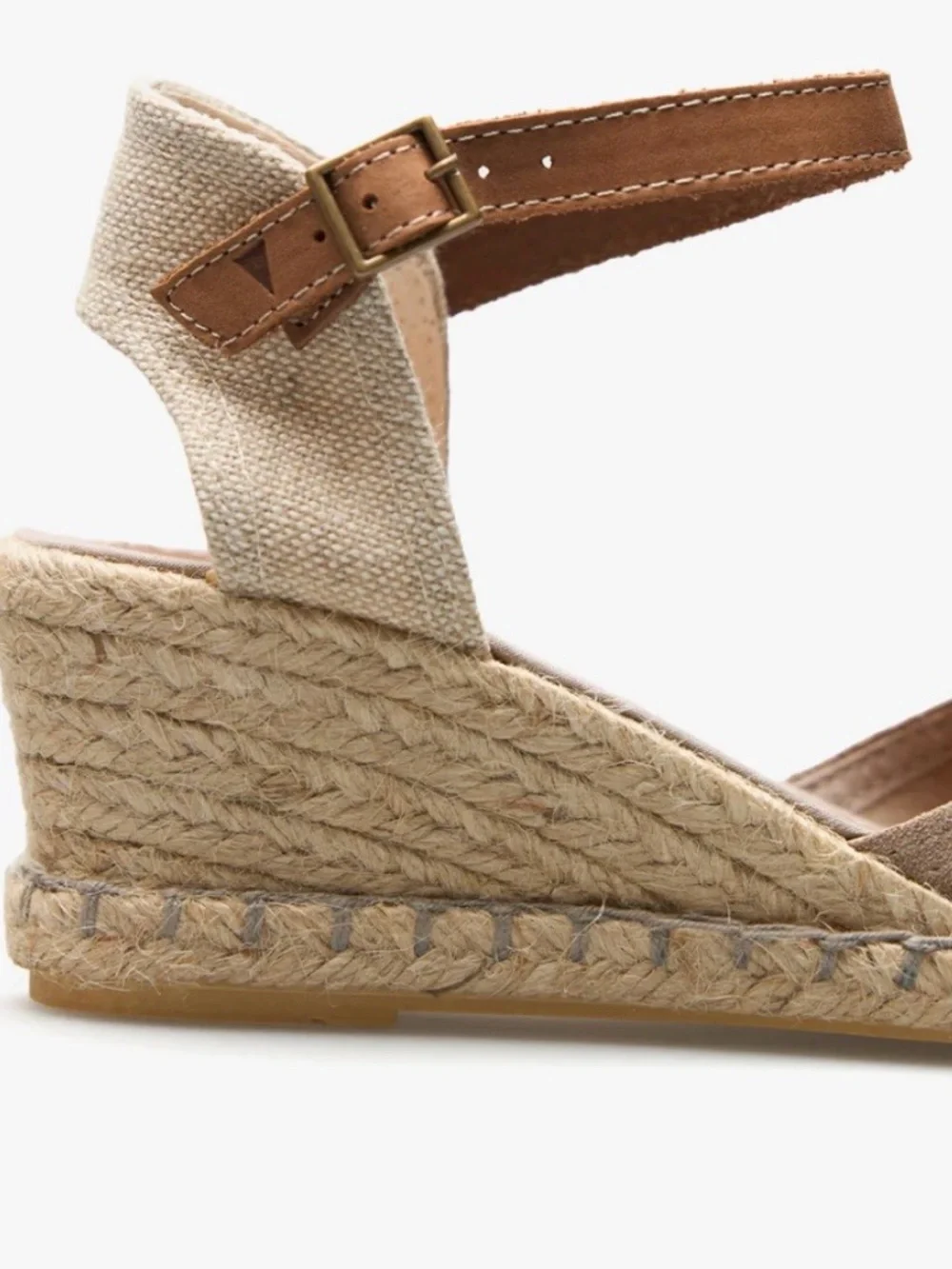Verbenas Suede Espadrille Jute Wrapped Wedge Sandals with Leather Ankle Strap